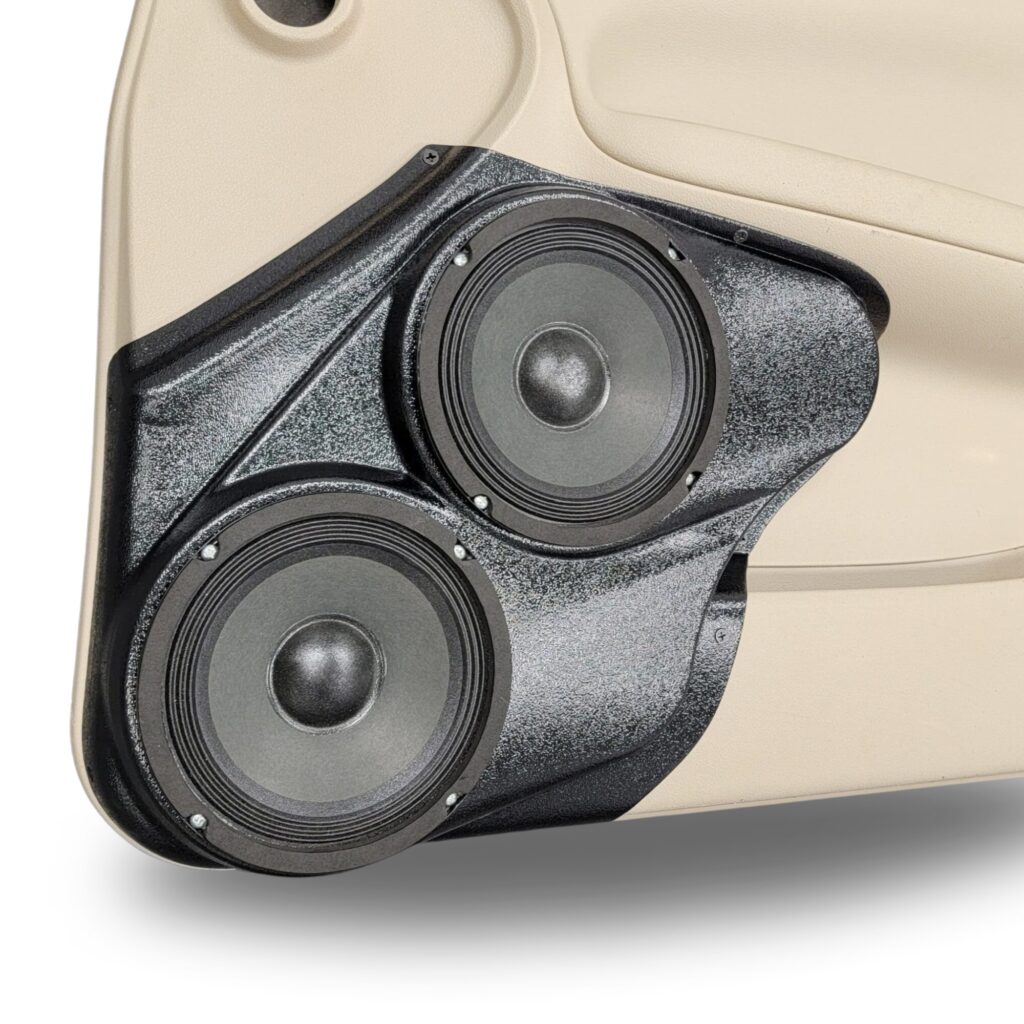 Front Door Custom Speaker Pods for the 2006-2015 Chevrolet Impala to hold Dual 6.5 in speakers for car audio installation upgrade
