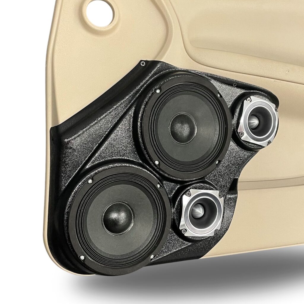 Front Door Custom Speaker Pods for the 2006-2015 Chevrolet Impala to hold Dual 6.5 in and Dual 3.5 in speakers for car audio installation upgrade