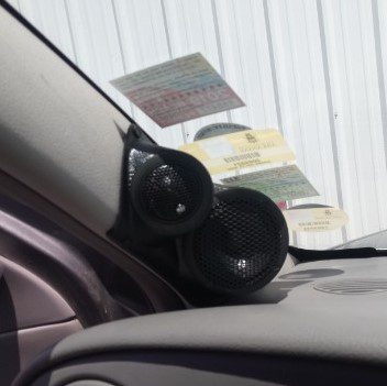 A-Pillar Custom Speaker Pods for the 2006-2009 Chevrolet Trailblazer GMC Envoy to hold 3.5 in and 2.0 in speakers for car audio installation upgrade