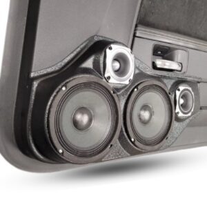 Front Door Custom Speaker Pods for the 2008-2014 Dodge Challenger to hold Dual 6.5 in and Dual 3.5 in speakers for car audio installation upgrade
