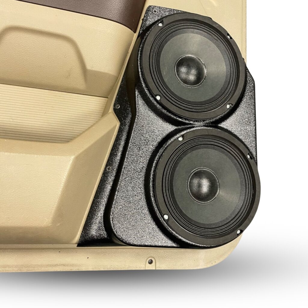 Front Door Custom Speaker Pods for the 2009-2018 Dodge Ram to hold Dual 6.5 in speakers for car audio installation upgrade