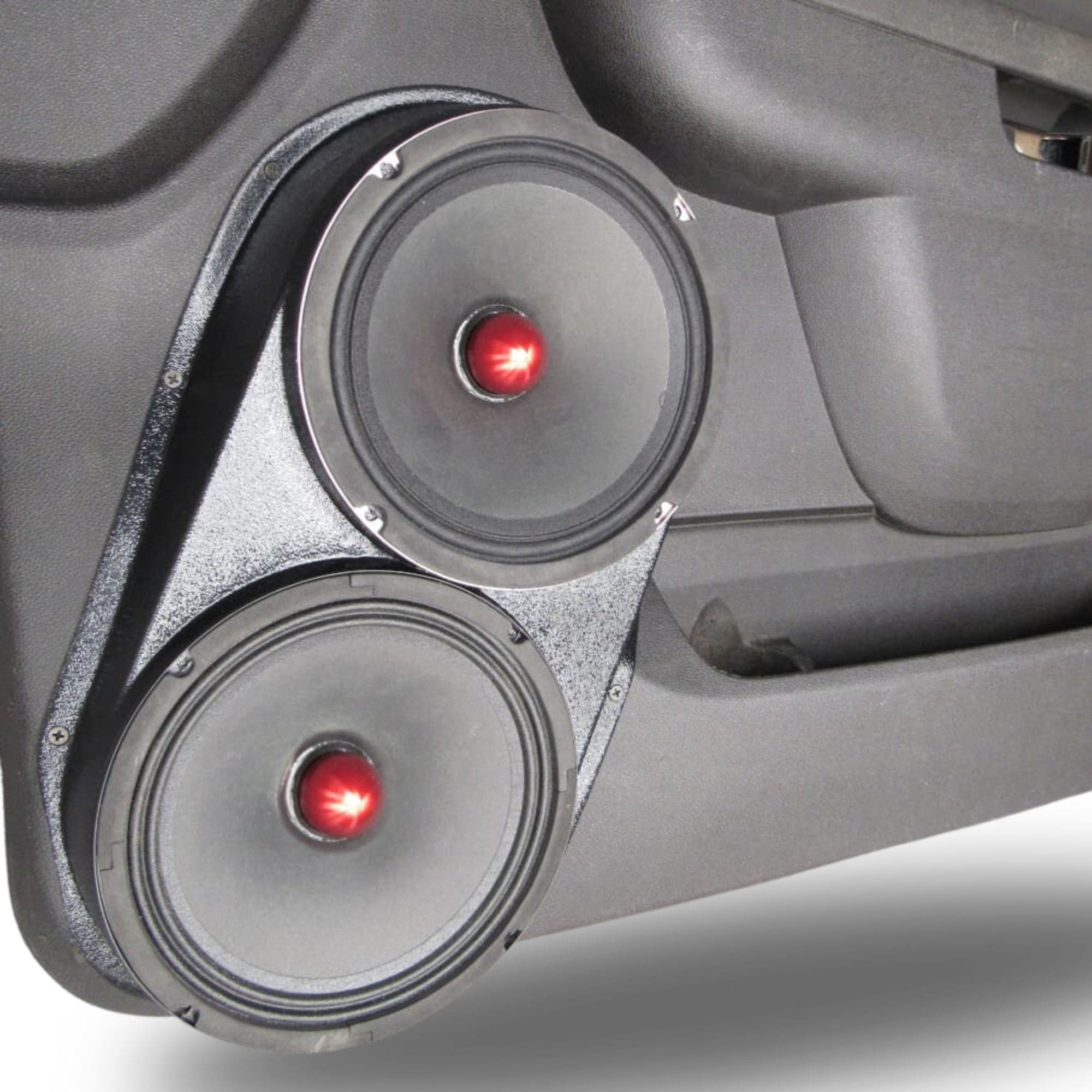 Front Door Dual 8.0 in Speaker Pods for 2007-2009 Cadillac Escalade Chevrolet Avalanche Tahoe Silverado Suburban GMC Yukon Sierra Front Door Custom Speaker Pods for the 2007-2009 Cadillac Escalade Chevrolet Avalanche Tahoe Silverado Suburban GMC Yukon Sierra to hold Dual 8.0 in speakers for car audio installation upgrade