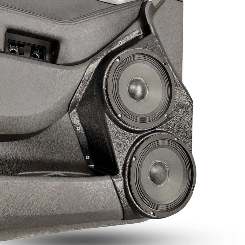 Front Door Custom Speaker Pods for the 2011-2015 Ford Explorer to hold Dual 6.5 in speakers for car audio installation upgrade