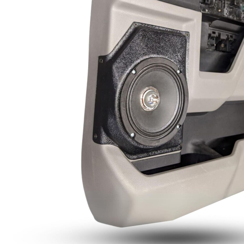 Rear Door Custom Speaker Pods for the 2015-2020 Ford F-150 F-250F-350 to hold 6.5 in speakers for car audio installation upgrade