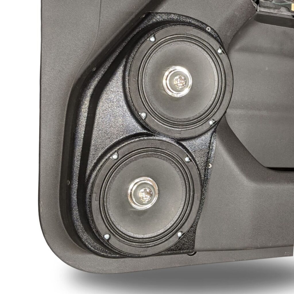 Front Door Custom Speaker Pods for the 2019-2023 Chevrolet Silverado GMC Sierra to hold Dual 6.5 in speakers for car audio installation upgrade
