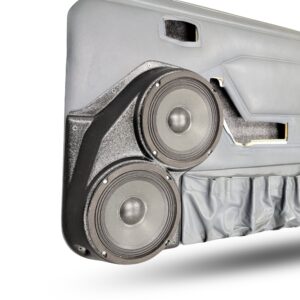 Front Door Custom Speaker Pods for the 1987-1993 Ford Mustang to hold Dual 6.5 in speakers for car audio installation upgrade
