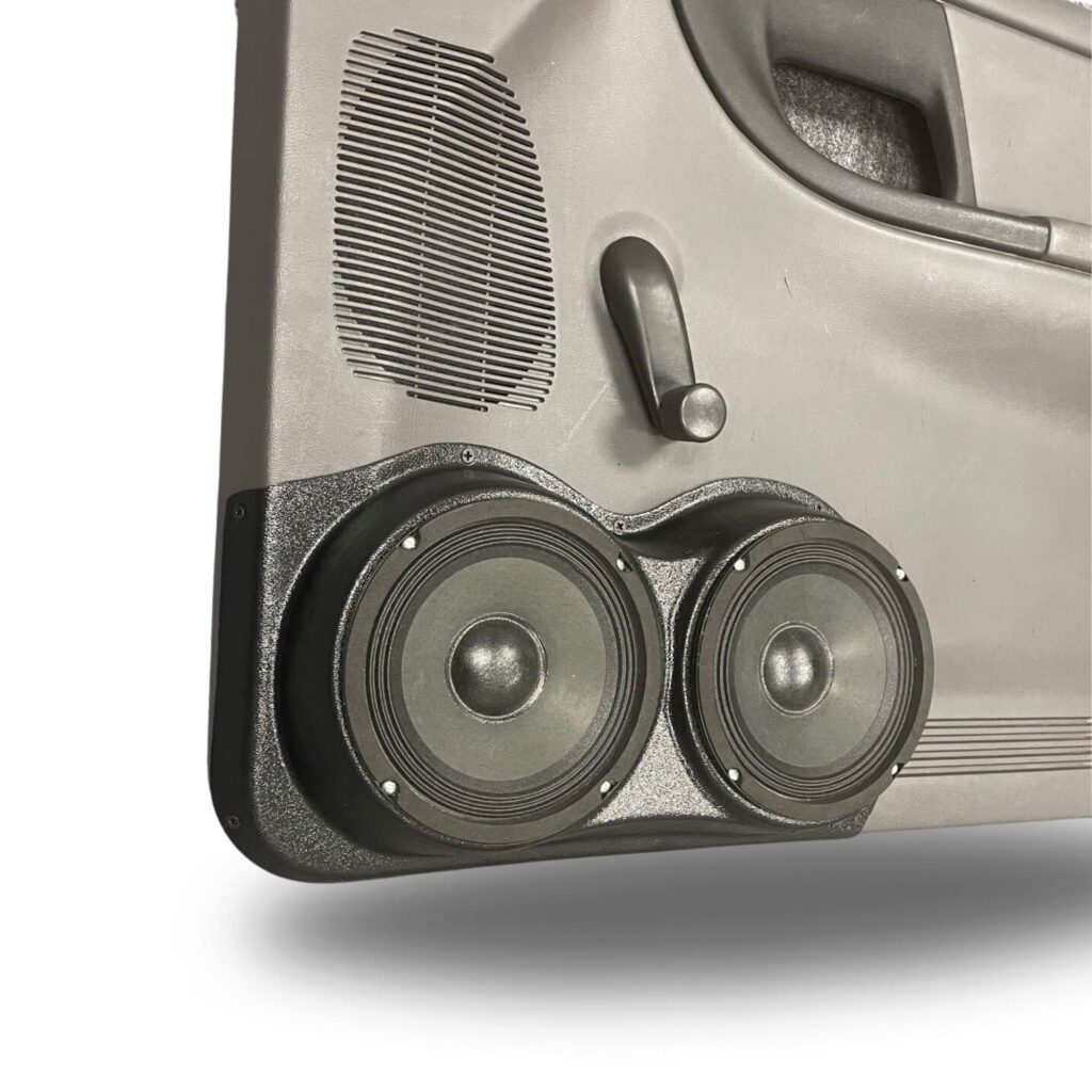 Front Door Custom Speaker Pods for the 1998-2012 Ford Ranger Mazda B-Series to hold Dual 6.5 in speakers for car audio installation upgrade