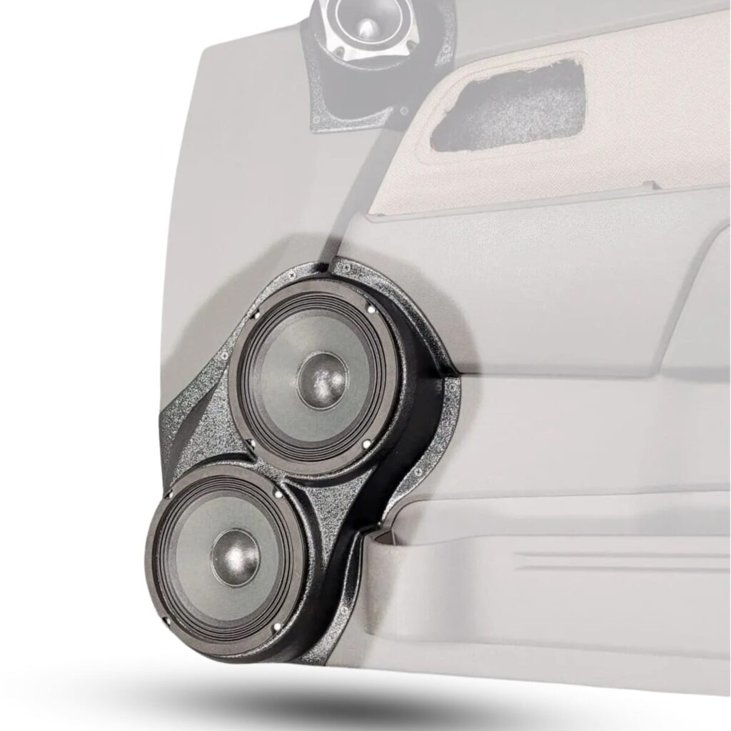 Front Door Custom Speaker Pods for the 2004-2012 Chevrolet Colorado GMC Canyon to hold Dual 6.5 in speakers for car audio installation upgrade