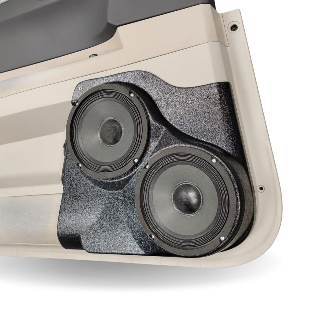 Front Door Custom Speaker Pods for the 2005-2007 Chrysler 300C to hold Dual 6.5 in speakers for car audio installation upgrade
