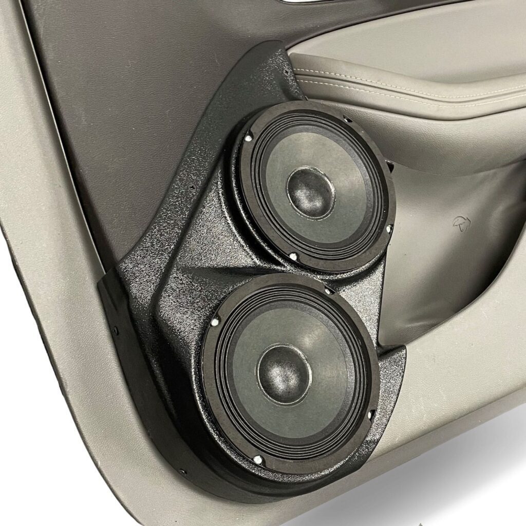 Front Door Custom Speaker Pods for the 2014-2020 Chevrolet Impala to hold Dual 6.5 in speakers for car audio installation upgrade