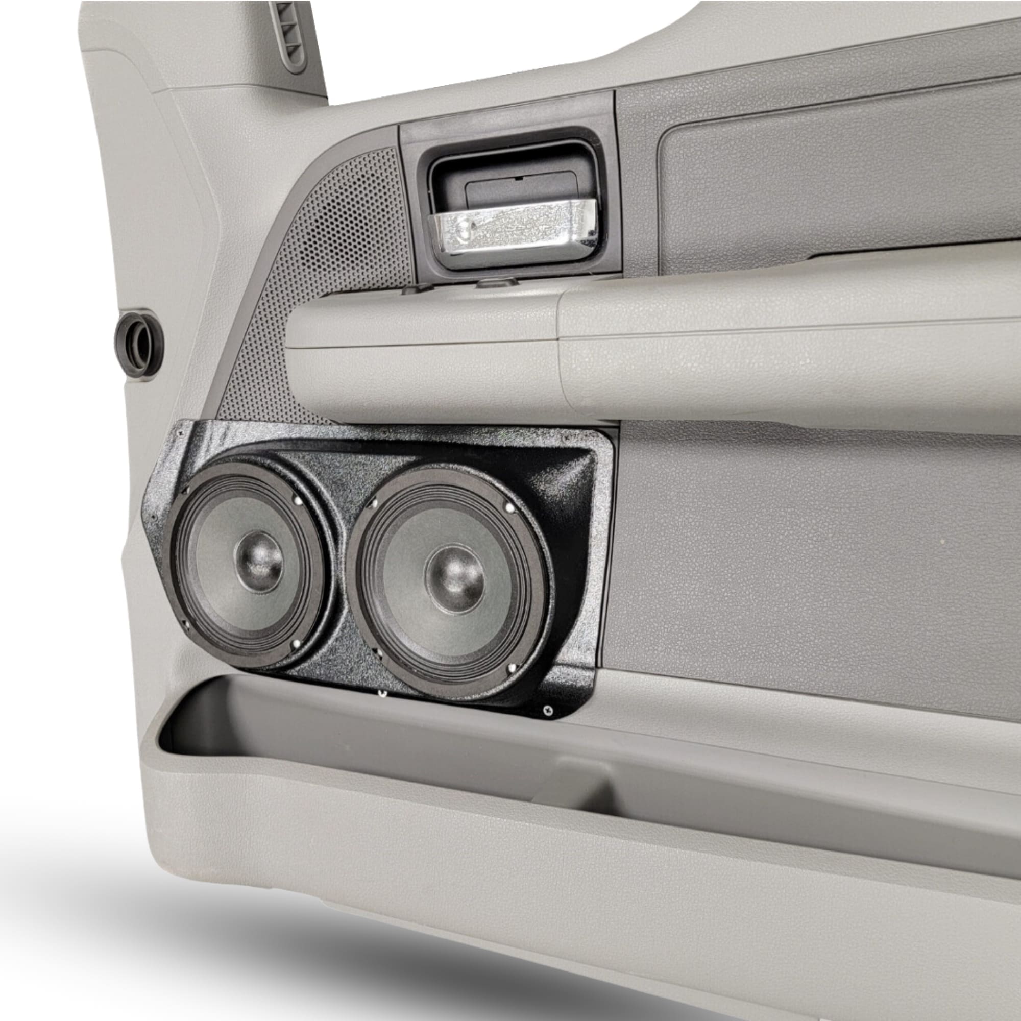 Custom Speaker Pods Dual 6.5" Speaker Pods for 2004-2008 Ford F150 right ortho Speaker Upgrade for the Front Door of your 2004-2008 Ford F150. Easy installation of a Dual 6.5" Midrange for the most powerful car stereo possible.