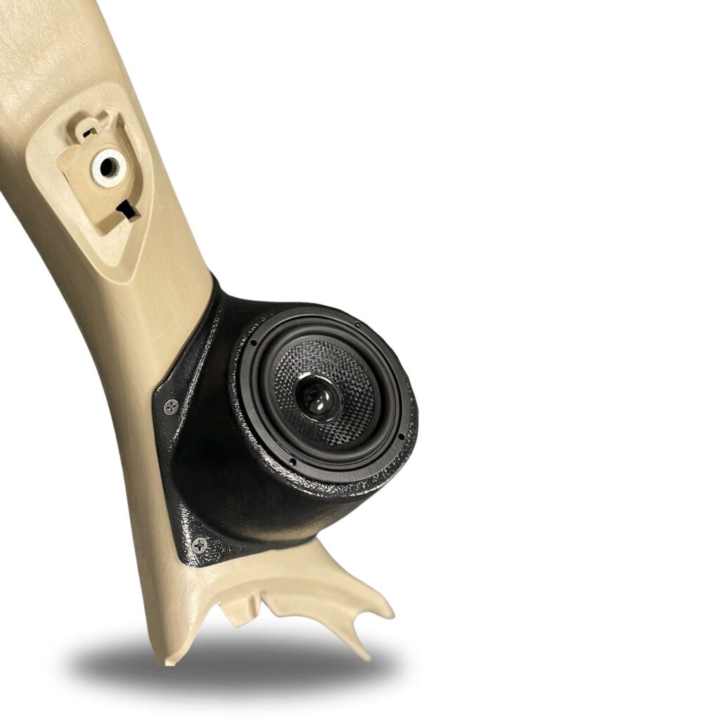 A-Pillar Custom Speaker Pods for the 2005-2008 Toyota Tacoma to hold 3.5 in speakers for car audio installation upgrade