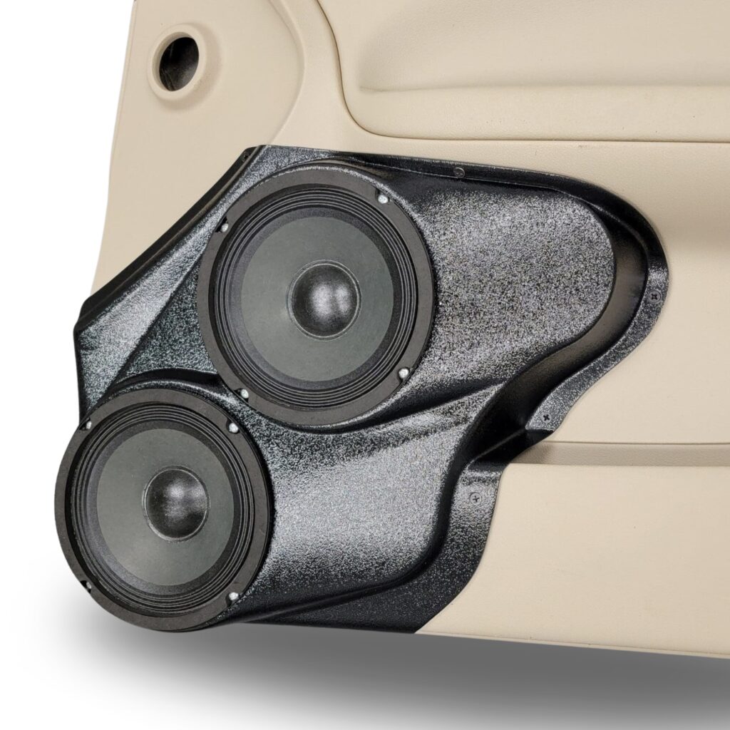 Front Door Custom Speaker Pods for the 2006-2015 Chevrolet Impala to hold Dual 6.5 in speakers for car audio installation upgrade
