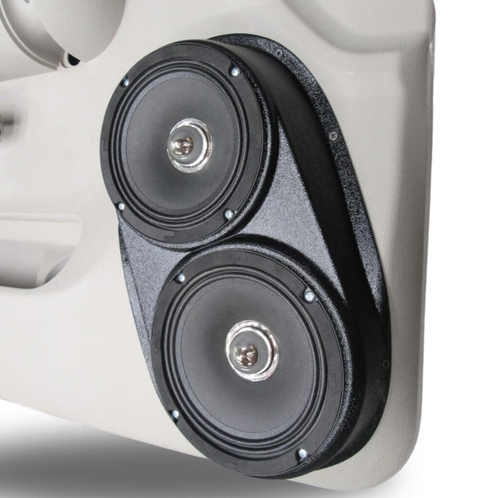 Front Door Custom Speaker Pods for the 2007-2009 Chevrolet Silverado GMC Sierra to hold Dual 6.5 in speakers for car audio installation upgrade