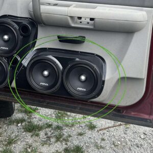 Front Door Custom Speaker Pods for the 2007-2009 Chevrolet Silverado GMC Sierra to hold Dual 8.0 in  speakers for car audio installation upgrade