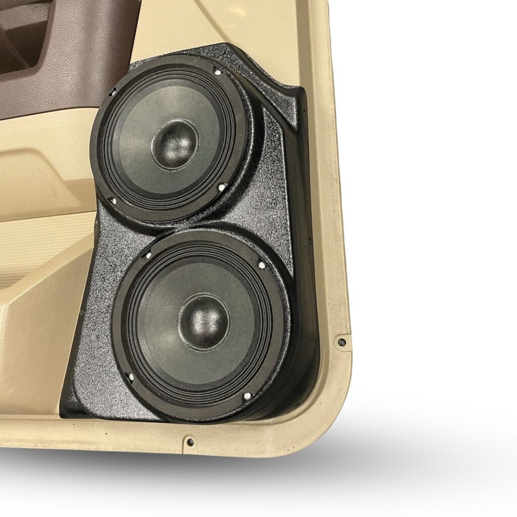 Front Door Custom Speaker Pods for the 2009-2018 Dodge Ram to hold Dual 6.5 in speakers for car audio installation upgrade