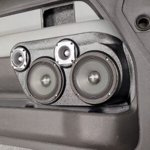 Front Door Custom Speaker Pods for the 2009-2014 Ford F-150 to hold Dual 6.5 in and Dual 3.5 in speakers for car audio installation upgrade