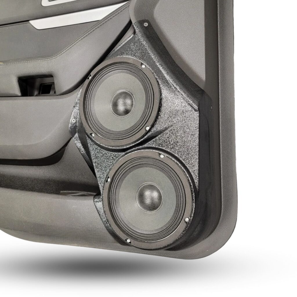 Front Door Custom Speaker Pods for the 2011-2015 Ford Explorer to hold Dual 6.5 in speakers for car audio installation upgrade