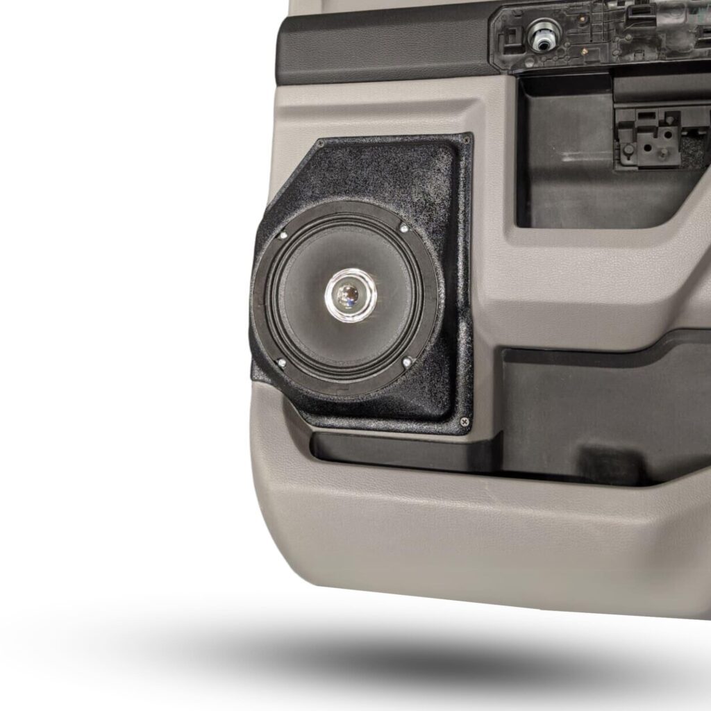 Rear Door Custom Speaker Pods for the 2015-2020 Ford F-150 F-250F-350 to hold 6.5 in speakers for car audio installation upgrade