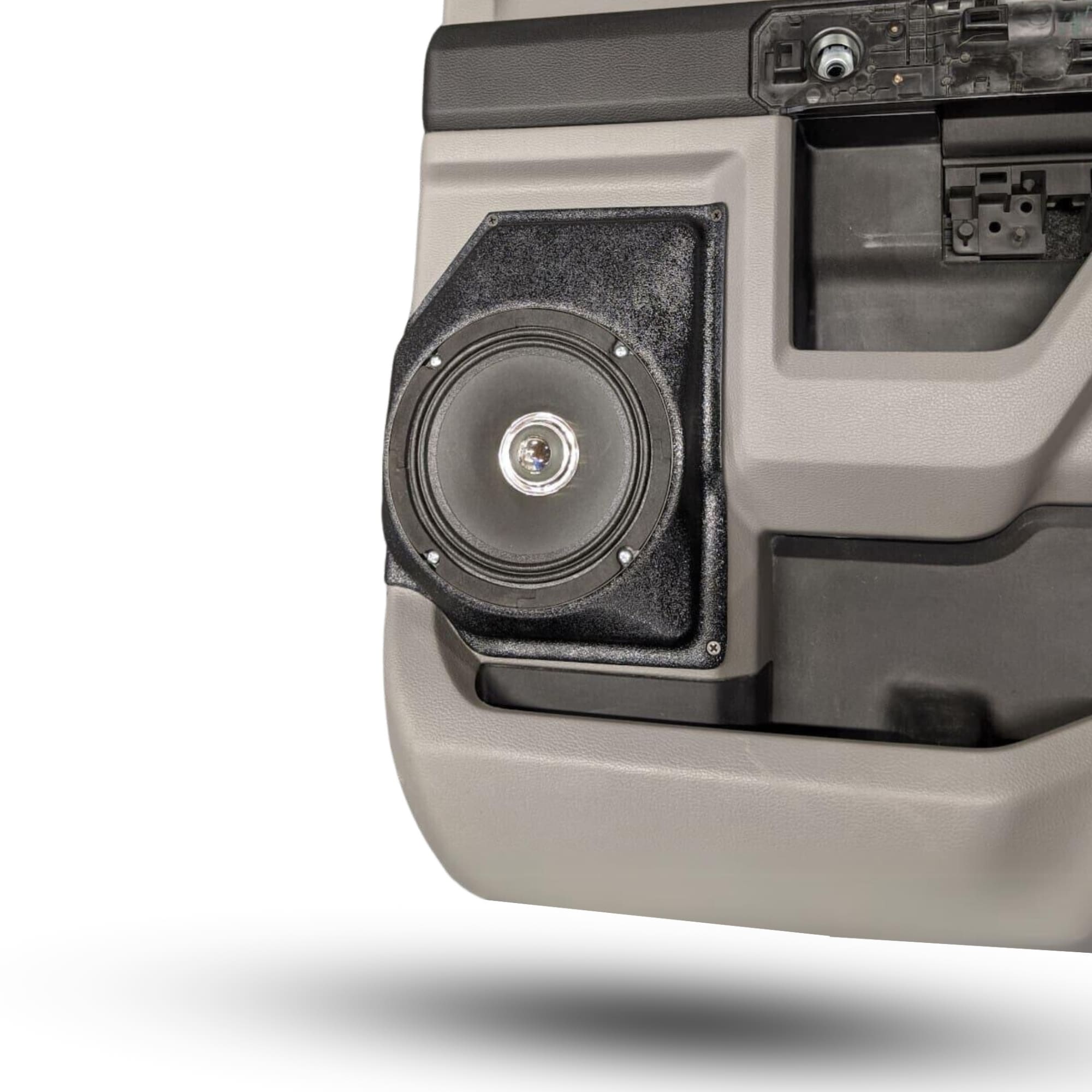 Rear Door 6.5 in Speaker Pods for 2015-2020 Ford F-150 F-250F-350 Rear Door Custom Speaker Pods for the 2015-2020 Ford F-150 F-250F-350 to hold 6.5 in speakers for car audio installation upgrade