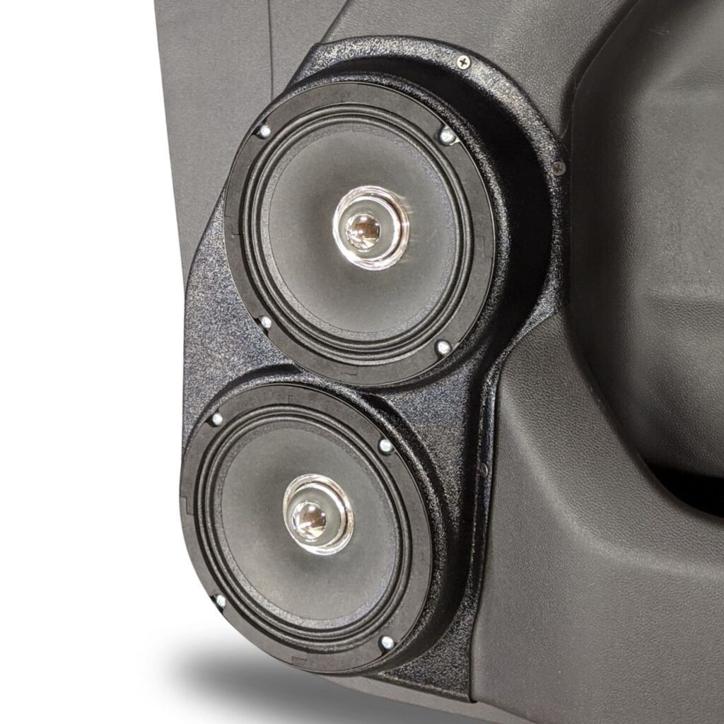 Front Door Custom Speaker Pods for the 2019-2023 Chevrolet Silverado GMC Sierra to hold Dual 6.5 in speakers for car audio installation upgrade