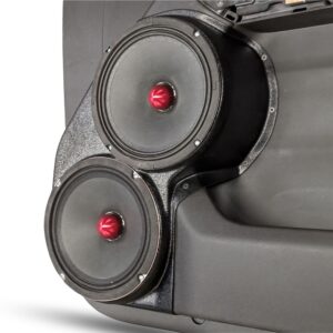 Front Door Custom Speaker Pods for the 2019-2023 Chevrolet Silverado GMC Sierra to hold Dual 8.0 in speakers for car audio installation upgrade