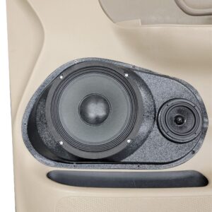 Front Door Custom Speaker Pods for the 1999-2003 Ford F-150 to hold 8.0 in and 3.5 in speakers for car audio installation upgrade