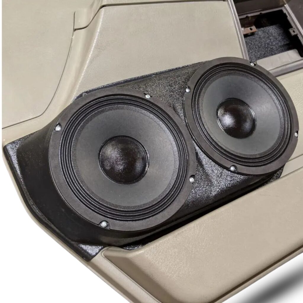 Front Door Custom Speaker Pods for the 2003-2007 Hummer H2 to hold Dual 8.0 in speakers for car audio installation upgrade