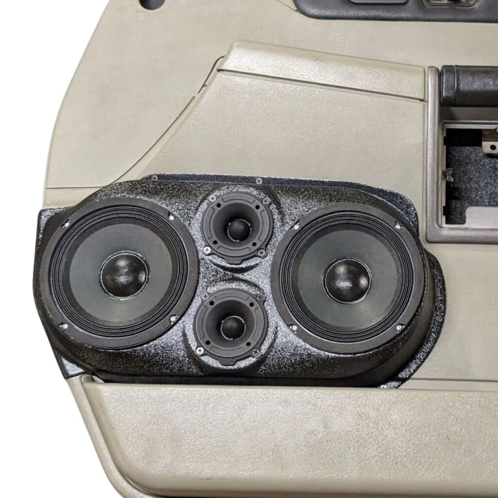 Front Door Custom Speaker Pods for the 2003-2007 Hummer H2 to hold Dual 6.5 in and Dual 3.5 in speakers for car audio installation upgrade