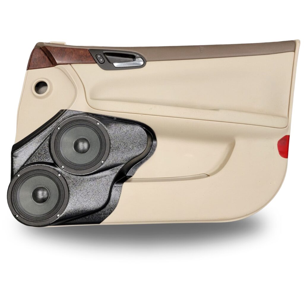 Front Door Custom Speaker Pods for the 2006-2015 Chevrolet Impala to hold Dual 6.5 in speakers for car audio installation upgrade