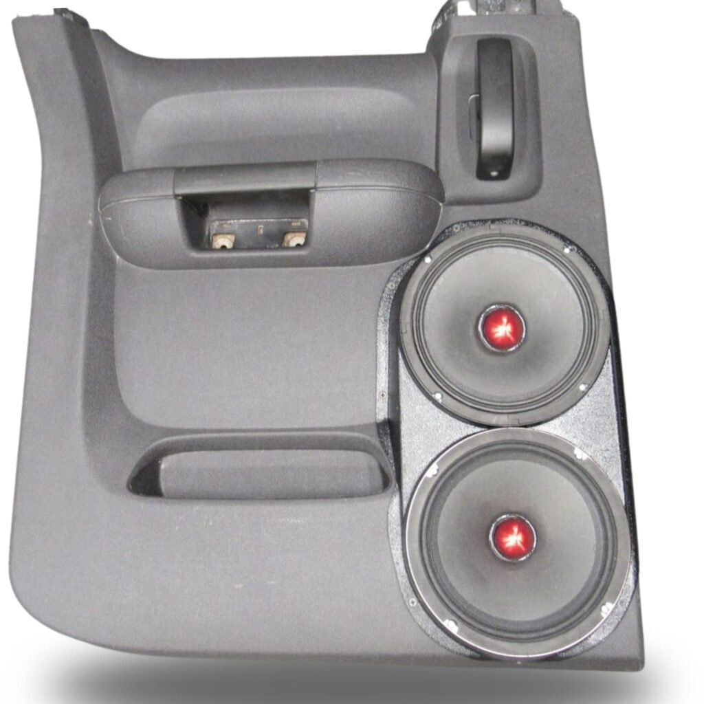 Rear Door Custom Speaker Pods for the 2007-2009 Chevrolet Silverado GMC Sierra to hold Dual 8.0 in  speakers for car audio installation upgrade