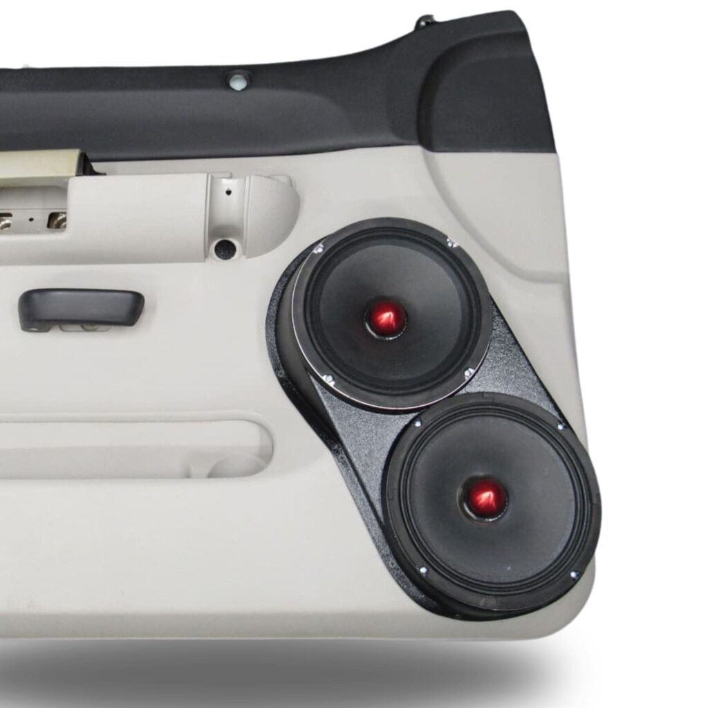 Front Door Custom Speaker Pods for the 2007-2009 Chevrolet Silverado GMC Sierra to hold Dual 8.0 in  speakers for car audio installation upgrade