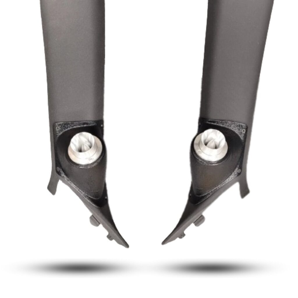 A-Pillar Custom Speaker Pods for the 2008-2014 Dodge Challenger to hold 2.0 in speakers for car audio installation upgrade