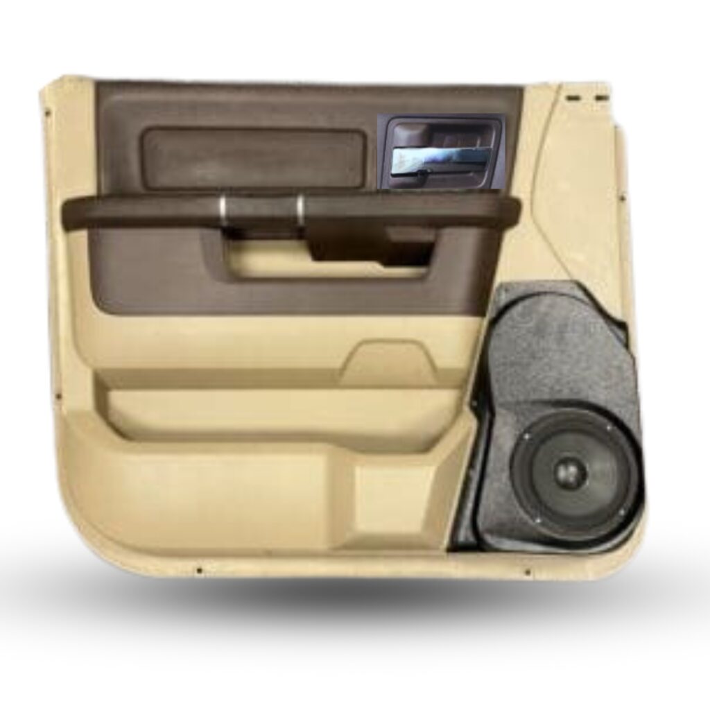Front Door Custom Speaker Pods for the 2009-2018 Dodge Ram to hold 6.5 in speakers for car audio installation upgrade