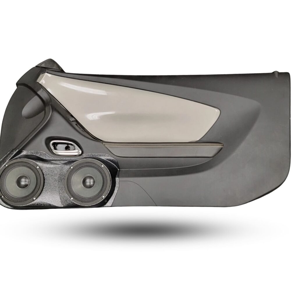 Front Door Custom Speaker Pods for the 2010-2015 Chevrolet Camaro to hold Dual 6.5 in speakers for car audio installation upgrade