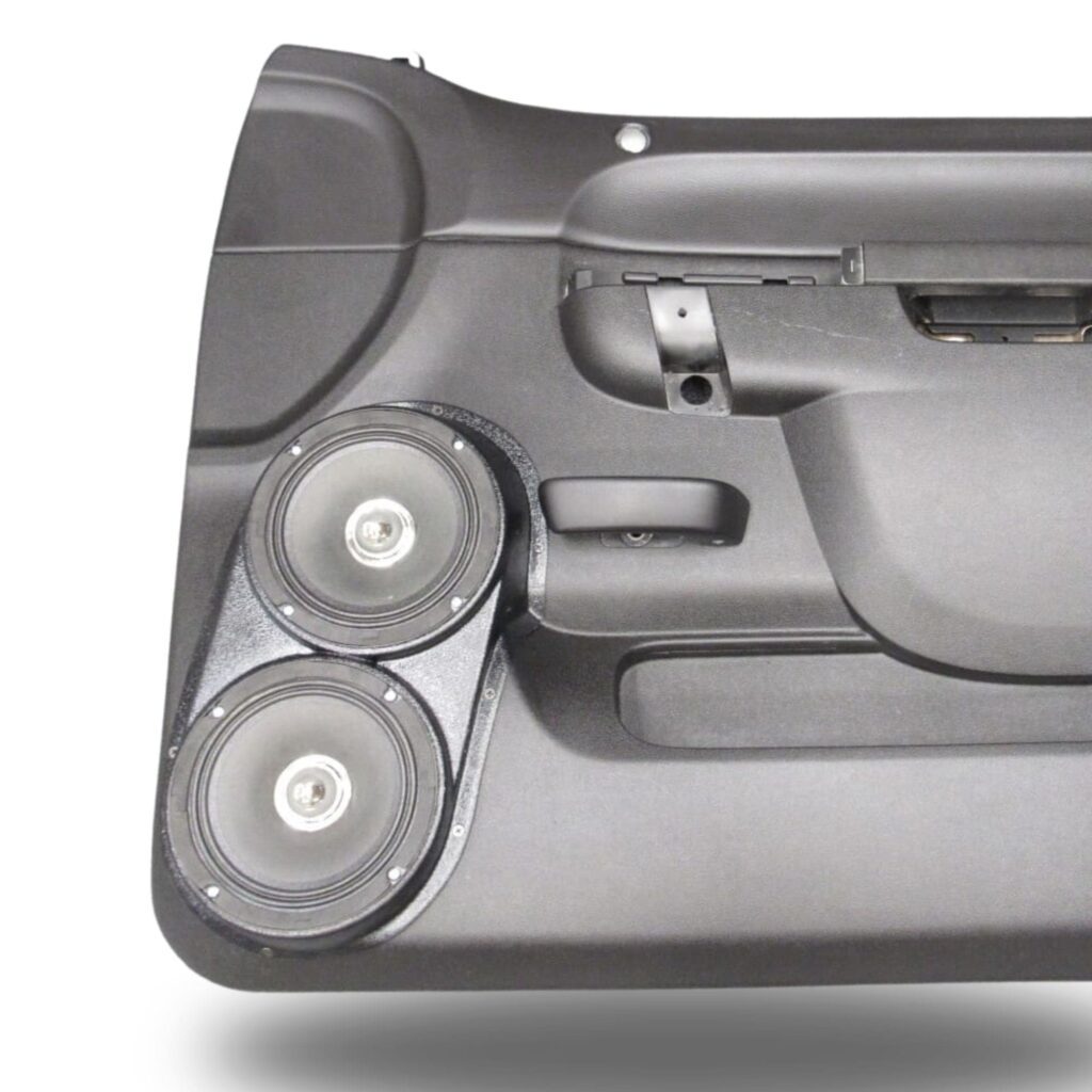 Front Door Custom Speaker Pods for the 2010-2013 Chevrolet Silverado GMC Sierra to hold Dual 6.5 in speakers for car audio installation upgrade