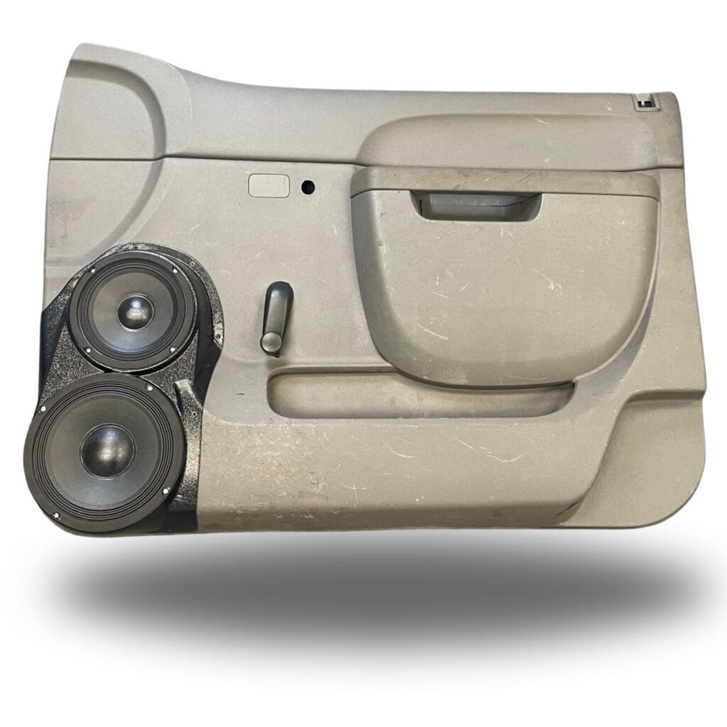 Front Door Custom Speaker Pods for the 2010-2013 Chevrolet Silverado GMC Sierra to hold 8.0 in and 6.5 in speakers for car audio installation upgrade