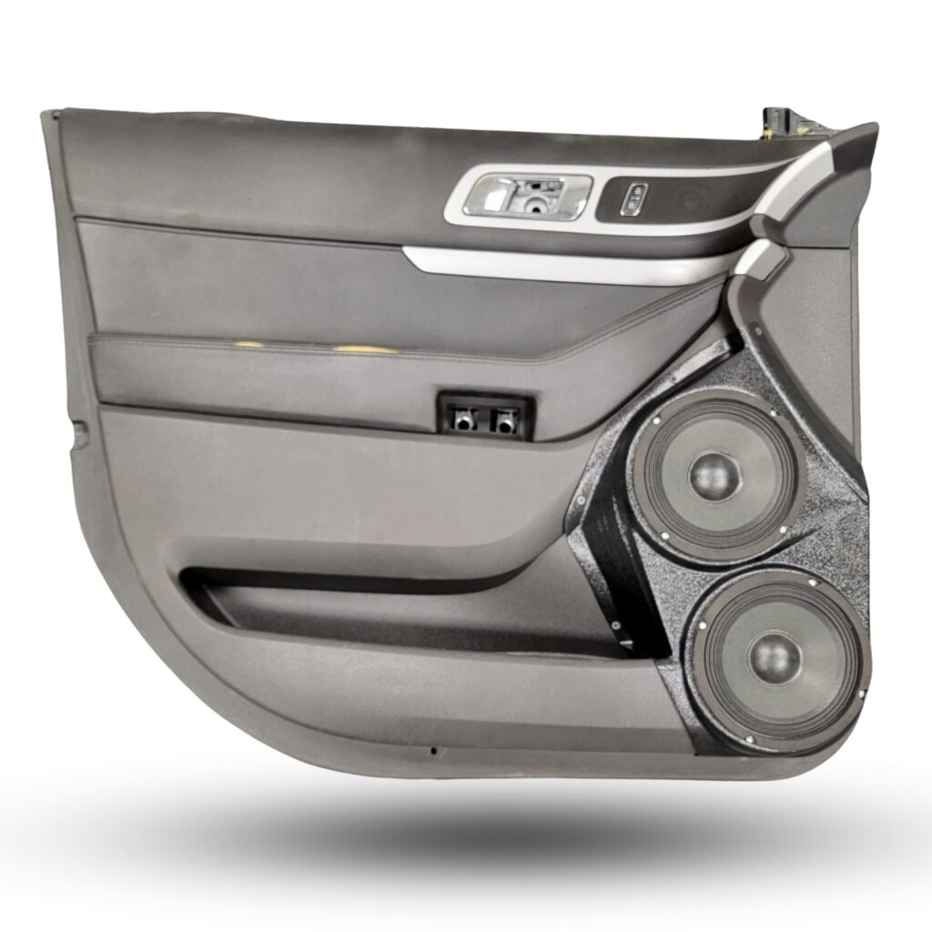 Front Door Custom Speaker Pods for the 2011-2015 Ford Explorer to hold Dual 6.5 in speakers for car audio installation upgrade