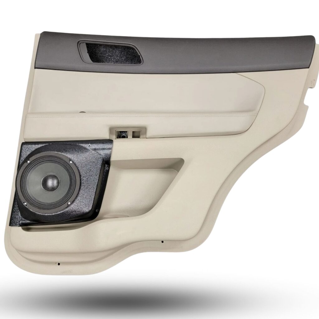 Rear Door Custom Speaker Pods for the 2011-2015 Ford Explorer to hold 6.5 in speakers for car audio installation upgrade