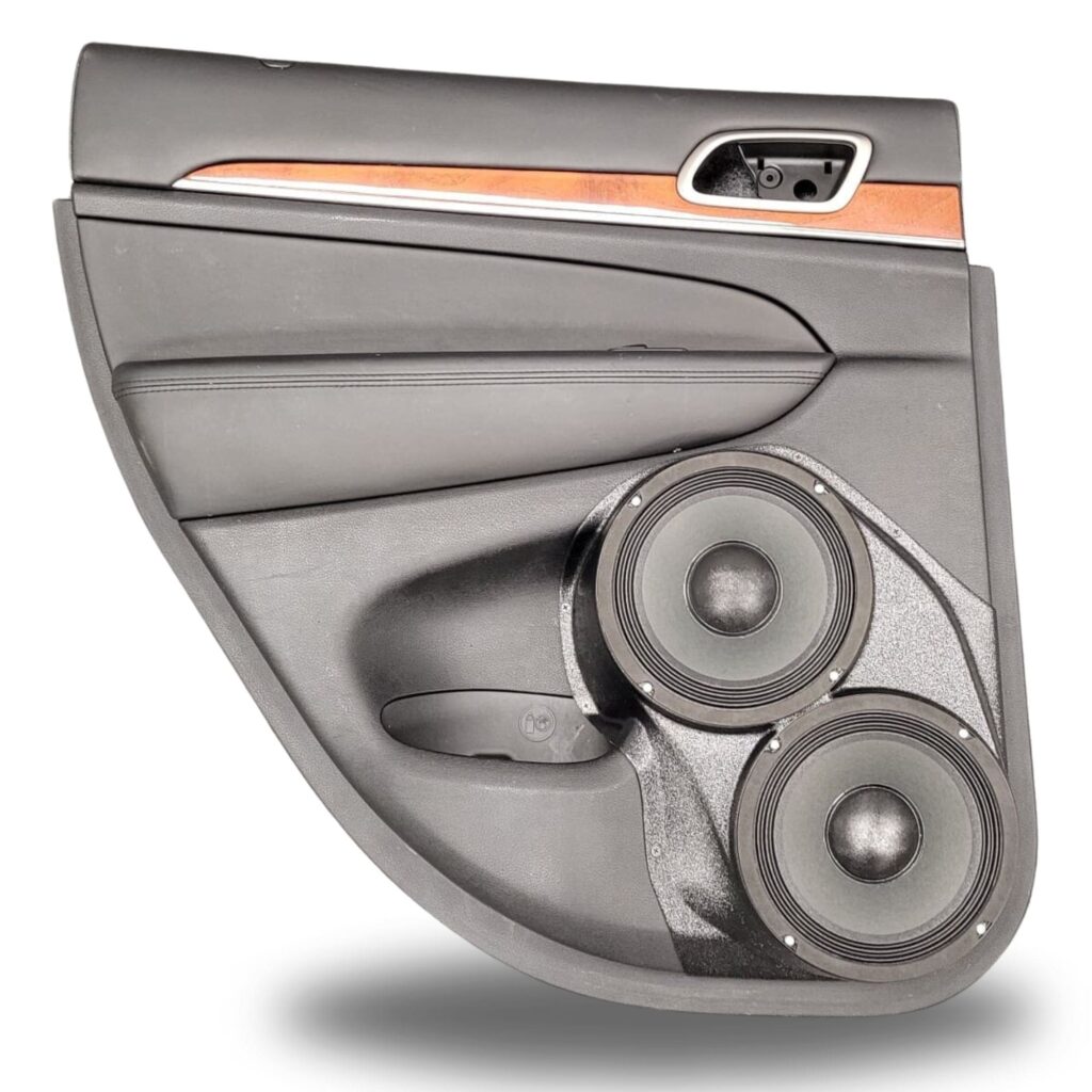 Rear Door Custom Speaker Pods for the 2011-2021 Jeep GrandCherokee to hold Dual 8.0 in speakers for car audio installation upgrade