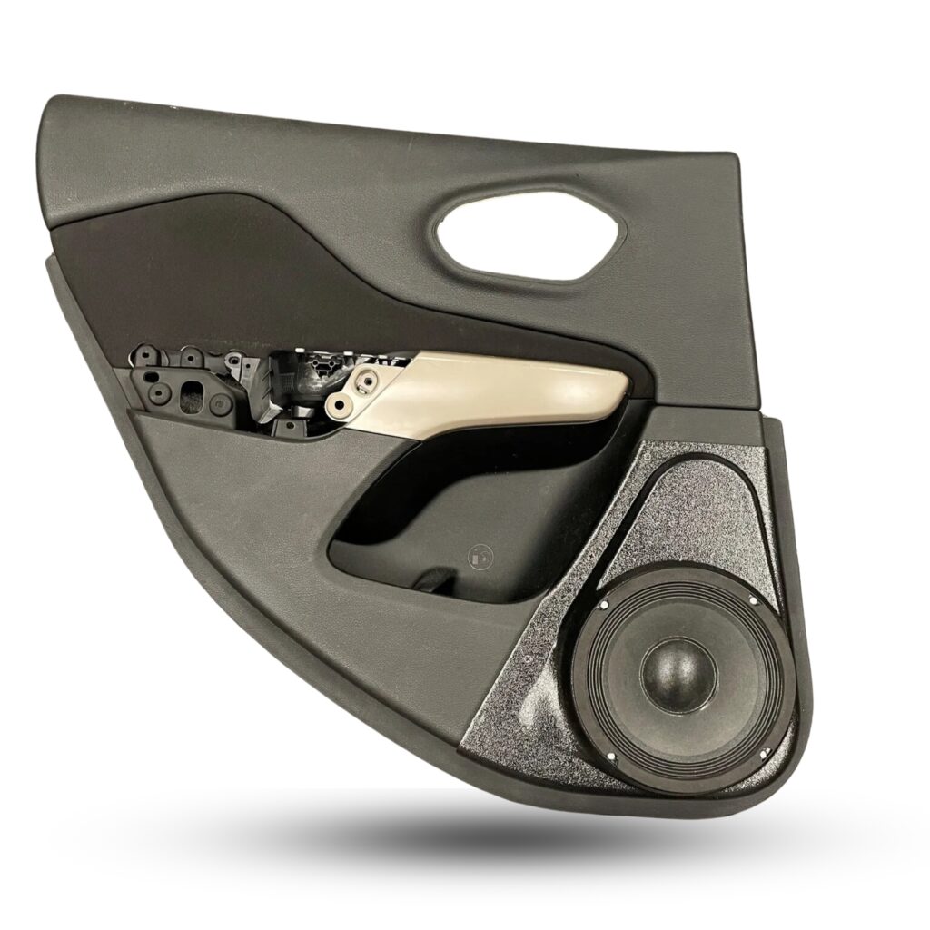 Rear Door Custom Speaker Pods for the 2014-2023 Jeep Cherokee to hold 8.0 in speakers for car audio installation upgrade