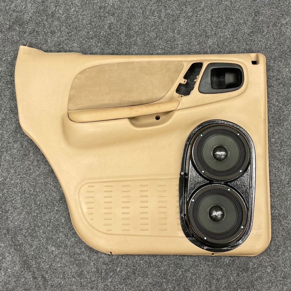 Rear Door Custom Speaker Pods for the 1998-2000 Dodge Dakota Durango to hold Dual 6.5 in speakers for car audio installation upgrade