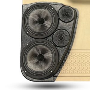 Rear Door Custom Speaker Pods for the 1999-2007 Ford F-250F-350 to hold Dual 8.0 in and Dual 3.5 in speakers for car audio installation upgrade