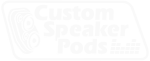 custom speaker pods logo white transparent